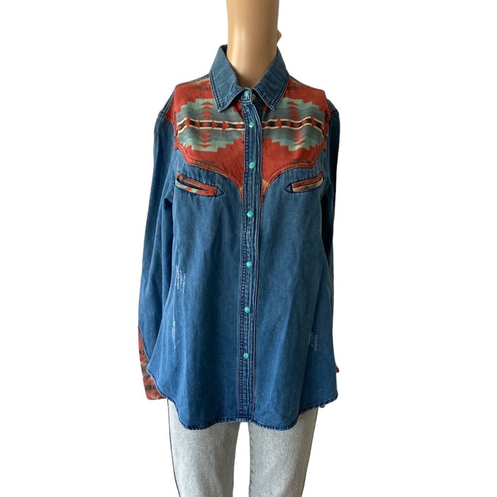 Scully Western Navajo Print Size M Shirt NWT